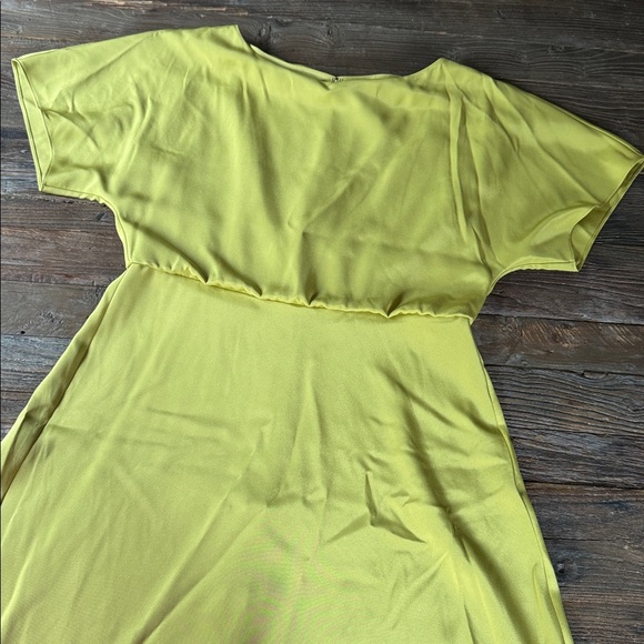 Lafayette 148 butterfly stretch ecru green silk midi long dress NWOT size 6 - Picture 12 of 14